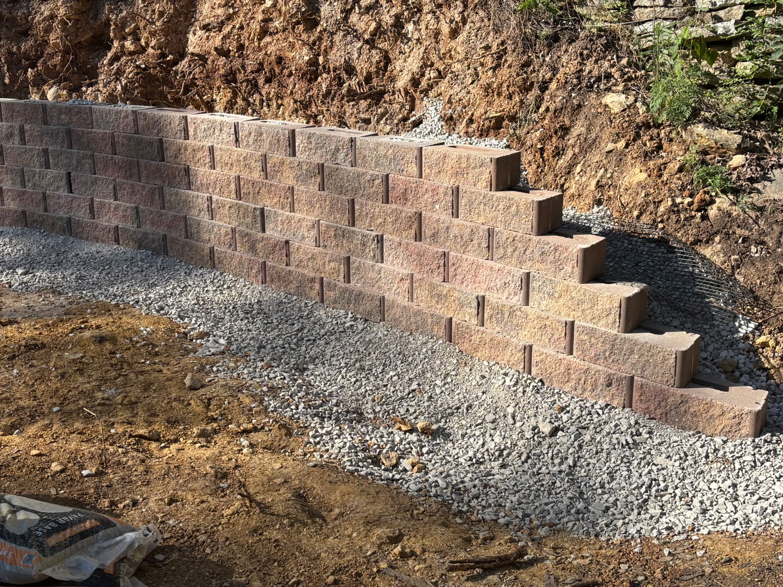 Retaining wall under construction
